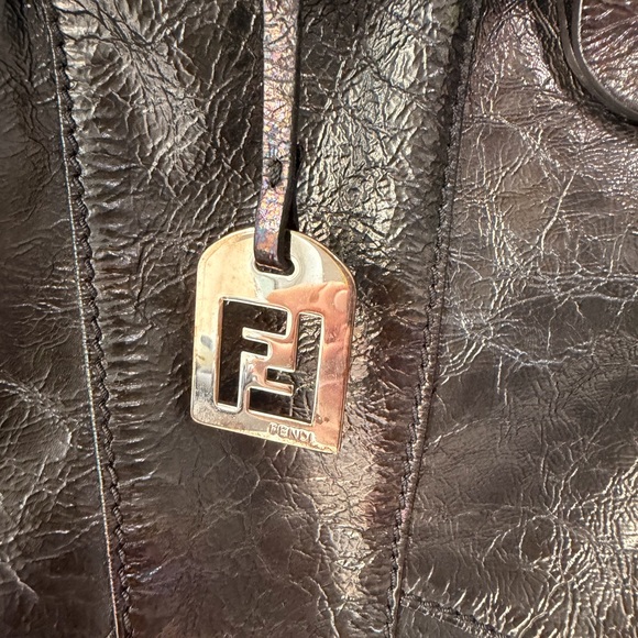 ‼️SOLD ‼️Vintage FENDI Holographic Patent Leather Tote | Silver Logo Charm - Picture 2 of 9